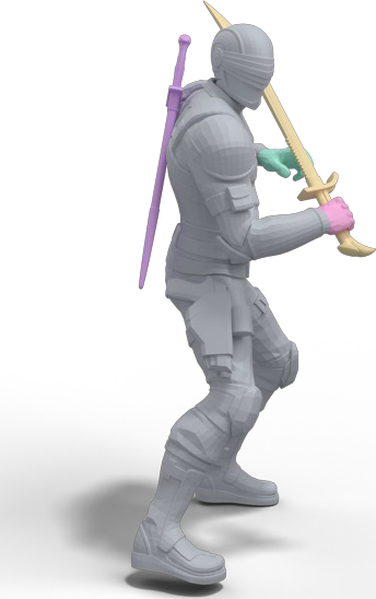 Only two swords and two hands have part colors; the rest of the character is gray